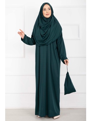 Md Taşıma Çantalı Tesettür Namaz Elbisesi Zümrüt