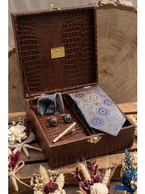 Kravatkolik Kahverengi Erkek Hediye Kutusu - Kravat Kol Düğmesi Kravat Iğnesi KMK125