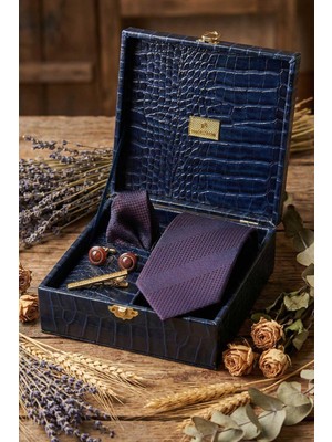 Kravatkolik Lacivert Erkek Hediye Kutusu - Kravat Kol Düğmesi Kravat Iğnesi KMK137