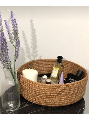 UltraMint Jüt Hasır Oval Organizer 25X10, Makyaj, Parfüm, Oje Saklama Sepeti