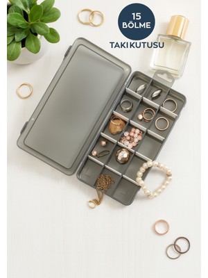 UltraMint Şık 15 Bölmeli Siyah Mini Takı Organizer Kutusu, Düzenli Saklama