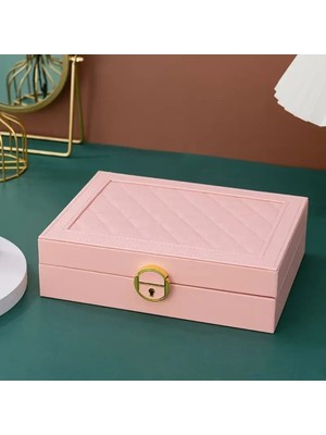 UltraMint Deri Görünümlü Anahtar Kilitli Takı Organizer Seti, Şık ve Kullanışlıdır