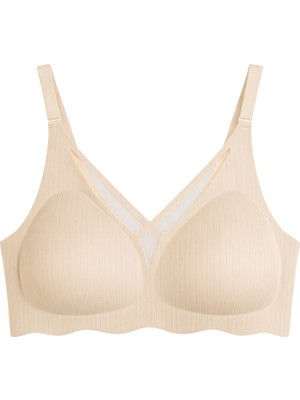 Cottonhill Seamless Bra - Liny | Ten Lazer Kesim Dikişsiz Çizgi Desenli Dekolteli Kadın Sütyen
