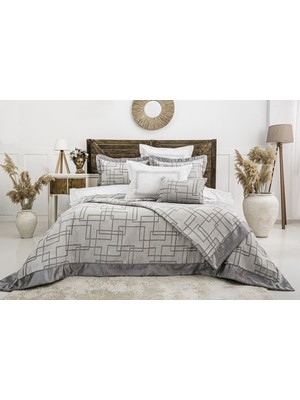 Calantha Home Collection Megan 8 Parça Çift Kişilik Çeyiz Seti- Gri 240 x 260 cm