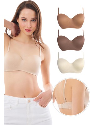 Cottonhill Beauty Cottonhill Straplez Sütyen 3'lü Paket Balenli Dolgusuz Tasarım ile Gün Boyu Destek Sağlar