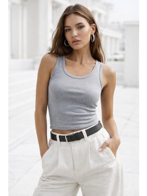 Rich Kadın Grimelanj Basic Günlük Şık Crop Atlet