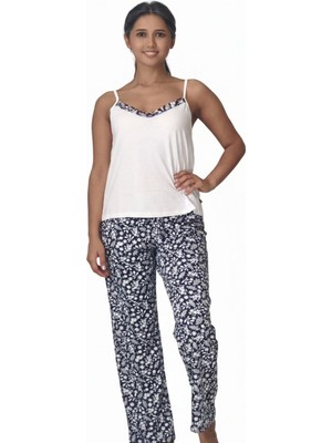Lilian L40063W Flower Kolsuz Pijama Takımı