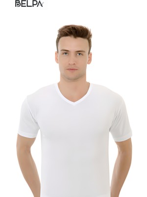 Belpa Ceylanoğlu Ribana Erkek V Yaka Yarım Kol Atlet 6'lı %100 Pamuk