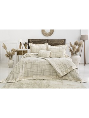 Calantha Home Collection Megan 4 Parça Çift Kişilik Yatak Örtüsü Seti Ekru 240 x 260 cm
