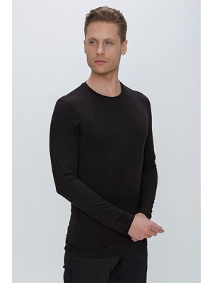 Efor Erkek Slim Fit Uzun Kollu Siyah T-Shirt TS 842