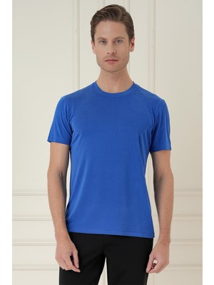 Efor Comfort Fit Bisiklet Yaka Modal Kısa Kol Casual Koyu Mavi Tişört Ts 895