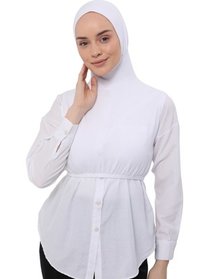 Altobeh Uzun Kollu Yarım Body Kadınlar İçin Beyaz Penye Kumaşlı Rahat Kullanım