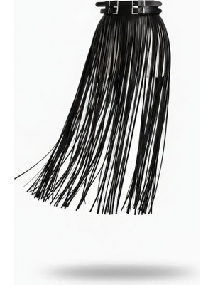 MiraLive Siyah Etek Suni Deri Etek Çift Tokalı Bel Detaylı Etek - BRF1090