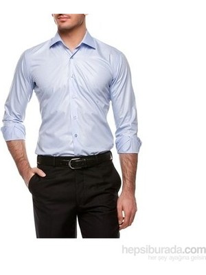 Efor Slim Fit Pamuk Saten Uzun Kol Klasik Açık Mavi Gömlek  Gk 157