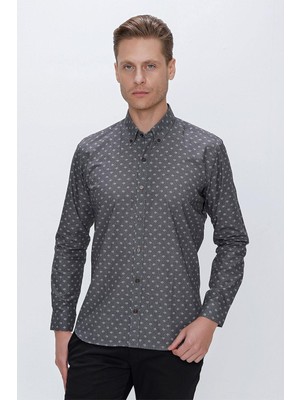 Efor Erkek G 1518 Slim Fit Gri Spor Gömlek