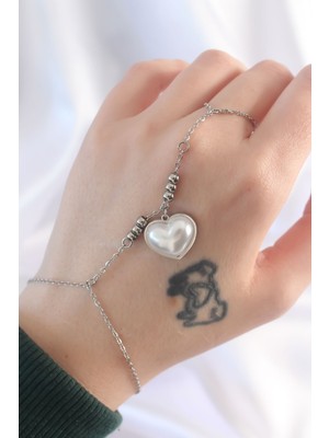 Vice Avm 316L Çelik Gümüş Renk Beyaz Bubble Kalp Tasarımlı Şahmeran - TJ-SN575 Tg-V 2584