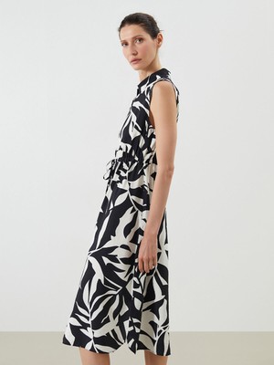 Lc Waikiki Yeni Sezon Desenli Büzgülü Gömlek Elbise