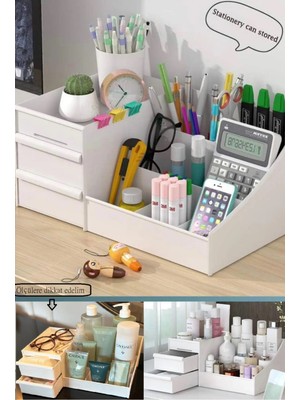 UltraMint Şık Çekmeceli Masa Üstü Düzenleyici, Kozmetik ve Kalemlik Seti