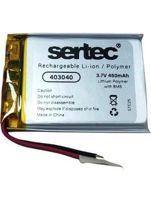 Eco Port Sertec 403040 3.7V 450 Mah Li-Polymer Pil (DEVRELI/1.5A)