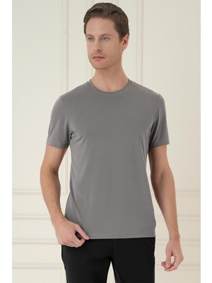 Efor Comfort Fit Bisiklet Yaka Modal Kısa Kol Casual Vizon Tişört Ts 895