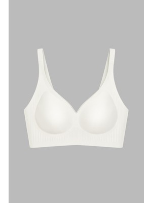 Cottonhill Seamless Bra - Slight | Krem Lazer Kesim Dikişsiz Dilim Detaylı Balensiz Kadın Sütyen