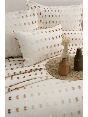 Calantha Home Collection Loren 4 Parça Çift Kişilik Yatak Örtüsü Seti Ekru 240 x 260 cm