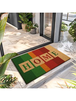Decovetro Paspas Çok Renkli Home Desenli Kapı Önü Paspası 40 x 60 cm