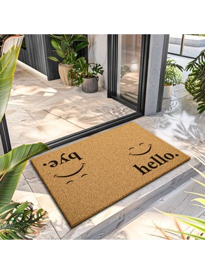 Decovetro Paspas Smile Hello Bye Desenli Kapı Önü Paspası 40 x 60 cm