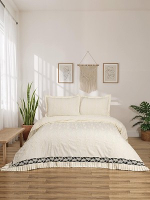 Calantha Home Collection Sara  3 Parça Ekru  Pike Takımı  240 x 260 cm