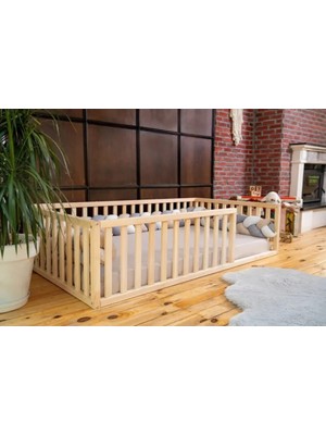 Montessori Bebek ve Çocuk Karyolası Doğal Ahşap Yatak