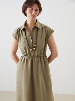 Lc Waikiki Yeni Sezon Gömlek Yaka Poplin Elbise