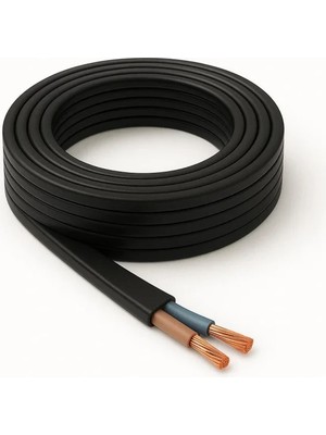 Conana Elektrik Kablosu Yassı Kablo (2x0,75 Ttr Balık Sırtı Tip) (Tam Bakır) Siyah 3 Metre