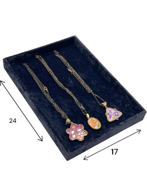 UltraMint Siyah Renk Küçük Boy Takı Sergileme Tablası 17X24 cm Ahşap Kullanım Alanı