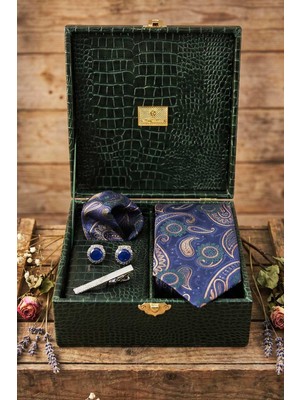 Kravatkolik Yeşil Erkek Hediye Kutusu - Kravat Kol Düğmesi Kravat Iğnesi KMK145