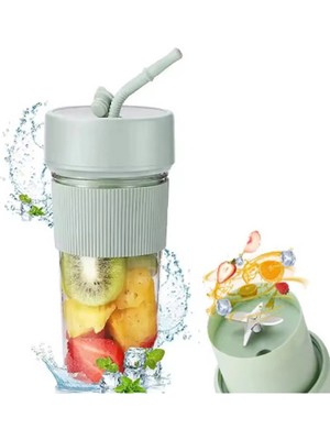 Eco Port Mini Taşınabilir Mikser 350 ml Smoothie Makinesi Meyve Sıkacağı Şarj Edilebilir Blender Yeşil