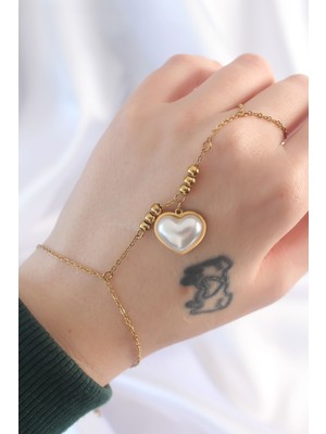 Vice Avm 316L Çelik Gold Renk Beyaz Bubble Kalp Tasarımlı Şahmeran - TJ-SN576 TG-V 2585