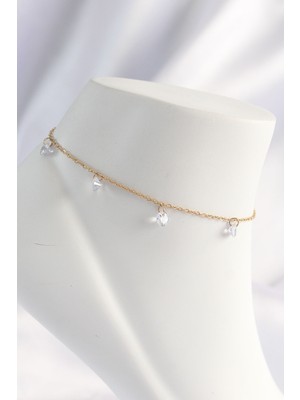 Vice Avm 316L Çelik Gold Renk Zirkon Taşlı Halhal - TJ-HH1621 TG-V 2599