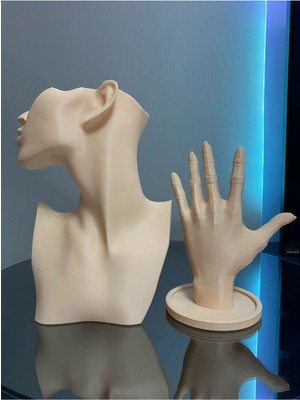 UltraMint 2'li Renkli Dekoratif Takı Mankeni ve El Takı Standı Seti