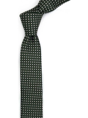Kravatkolik 4.7 cm Yeşil Motif Desen Ultra Slim Ipek Kravat İK2327