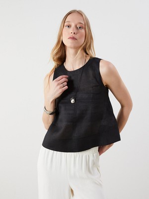 Lc Waikiki Yeni Sezon Bisiklet Yaka %100 Keten Bluz