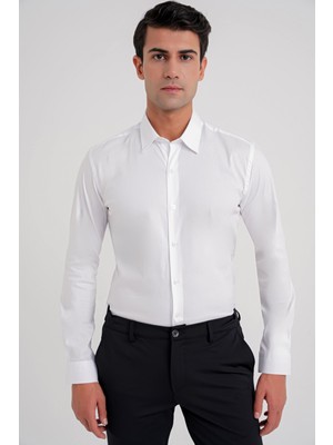 Efor Erkek Slim Fit Beyaz Gömlek GK 747