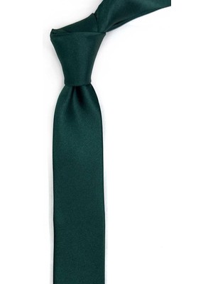 Kravatkolik 4.8 cm Yeşil Düz Ultra Saten Slim Ipek Kravat İK2332