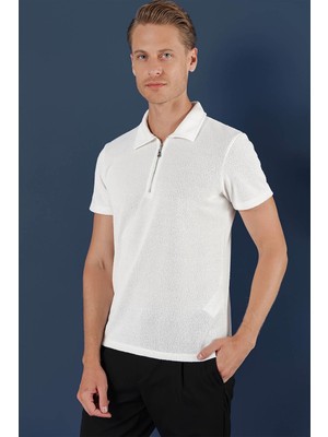 Efor Ts 871 Slim Fit Ekru Spor T-Shirt