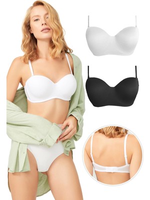 Cottonhill Balenli Toparlayıcı Dolgusuz Straplez Sütyen 2'li Paket