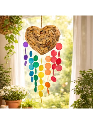 Hedicaret Parçalı Rüzgar Çanı Kalp Sedef Askılı Obje Dekoratif