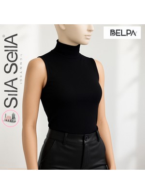 Belpa Sıla Sella Siyah Kadın Boğazlı Atlet