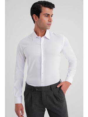 Efor Gk 737 Gömlek Slim Beyaz Klasik