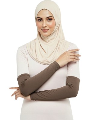 Altobeh Pratik Tesettür Kolluk Penye Namaz Kolluğu Düz - Koyu Vizon