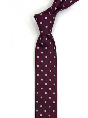 Kravatkolik 4.7 cm Bordo Küçük Desen Ultra Slim Ipek Kravat İK2336