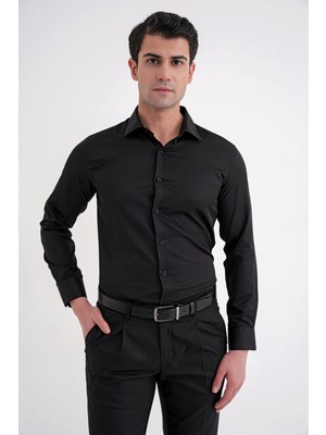 Efor Gk 756 Gömlek Slim Siyah Klasik